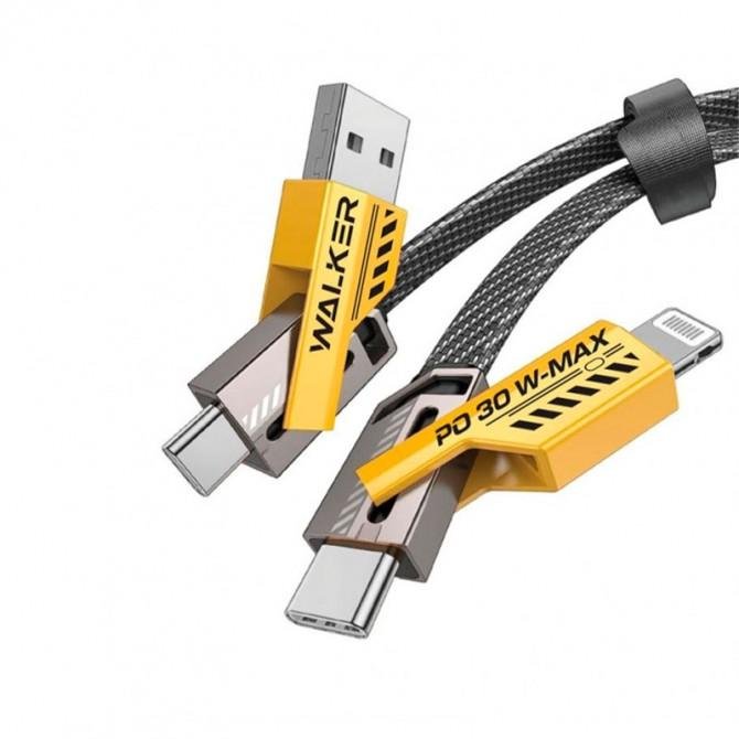 Кабель WALKER C990 4в1 65W USB+Type-C+Lightning трансформер