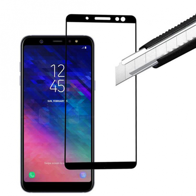 Защитное стекло для SAMSUNG A605 Galaxy A6 Plus 2018 Full Glue (0.25 мм, 2.5D, чёрное) ЛЮКС-1
