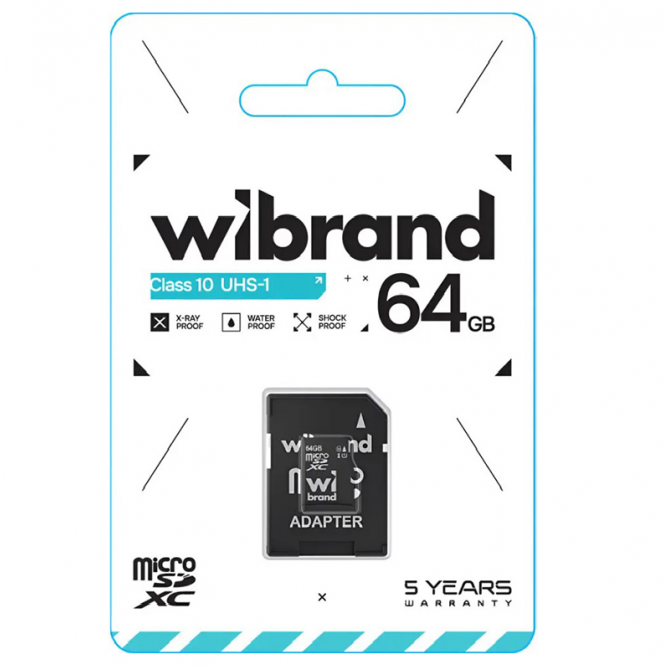 Карта памяти Wibrand MicroSDHC 64GB UHS-I (Class 10) + adapter SD-1