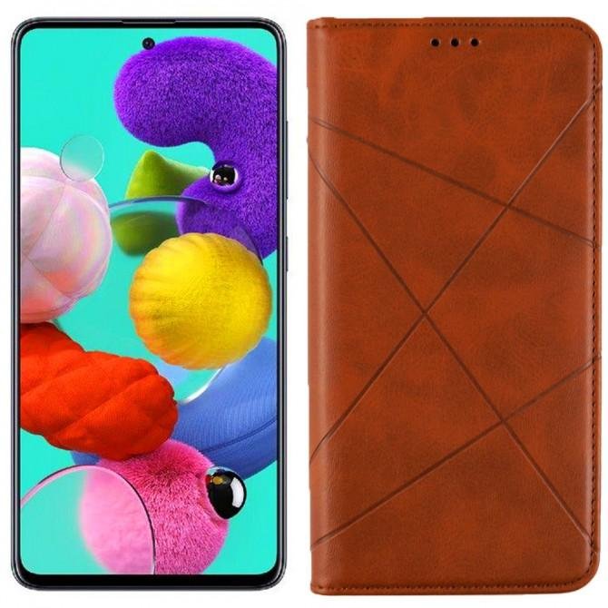 Чохол-книжка Lines Leather для Samsung A515 Galaxy A51 Коричневий