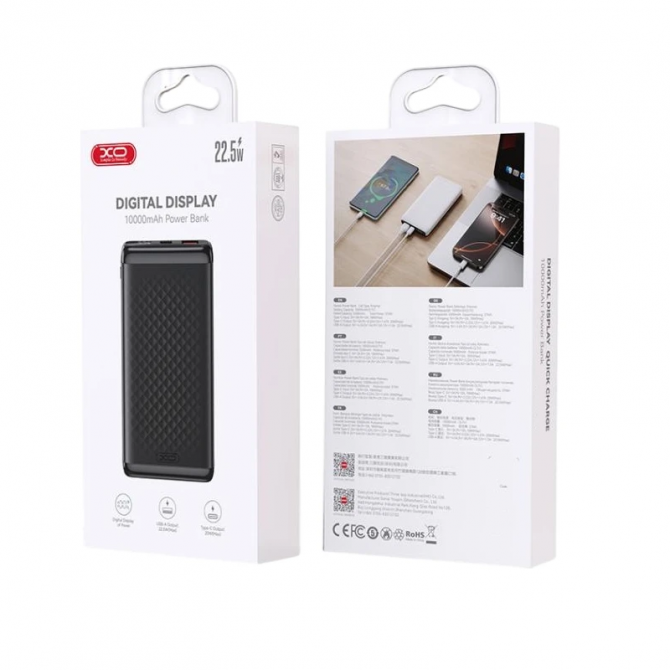 Дополнительная батарея XO PB308 10000 mAh PD 20W+QC3.0 22.5 W Black-2