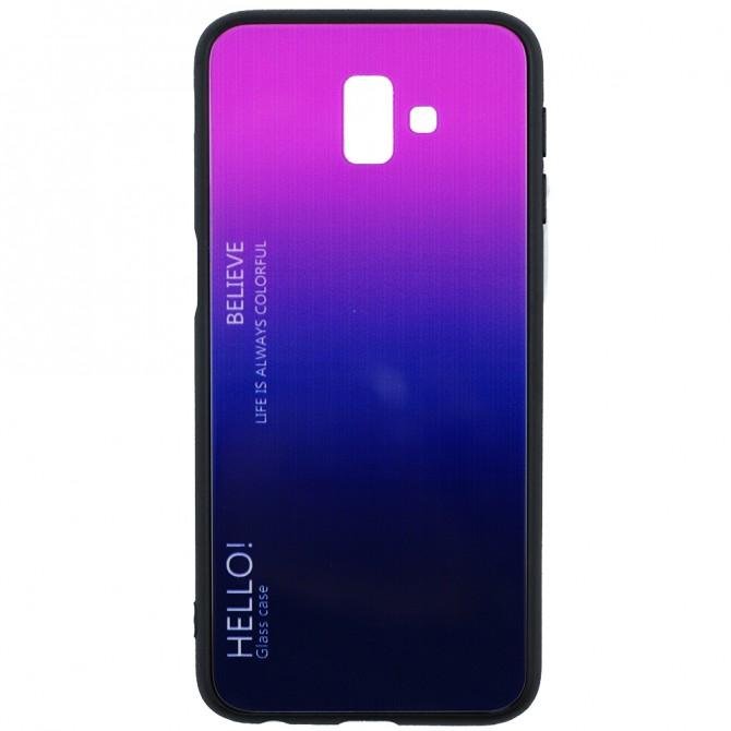 Чехол TPU Gradient HELLO Glass для Samsung J6 Plus Розовый-1