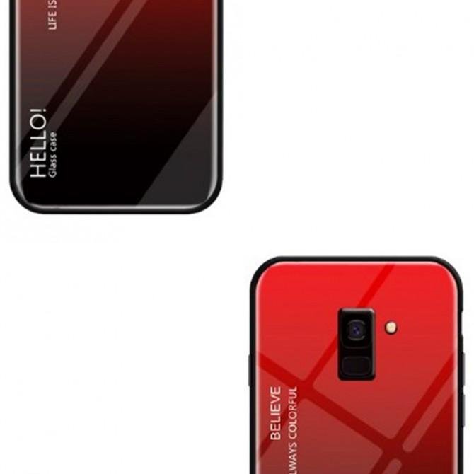 Чехол TPU Gradient HELLO Glass для Samsung J6 Plus Красный-3