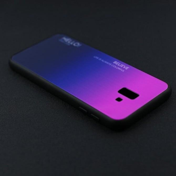 Чехол TPU Gradient HELLO Glass для Samsung A6 Розовый-1