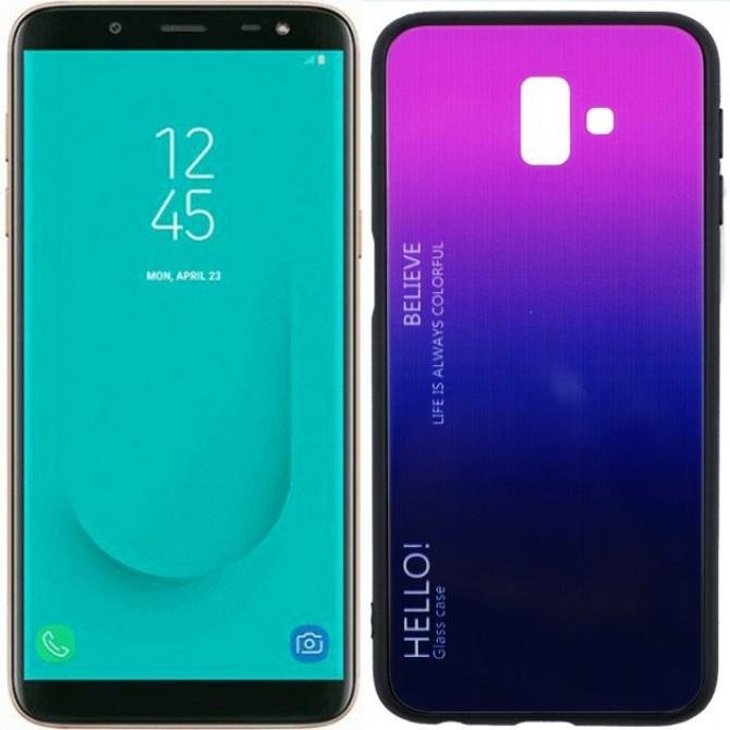 Чохол TPU Gradient HELLO Glass для Samsung A6 Plus Рожевий