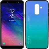 Чохол TPU Gradient HELLO Glass для Samsung A6 Plus Блакитний