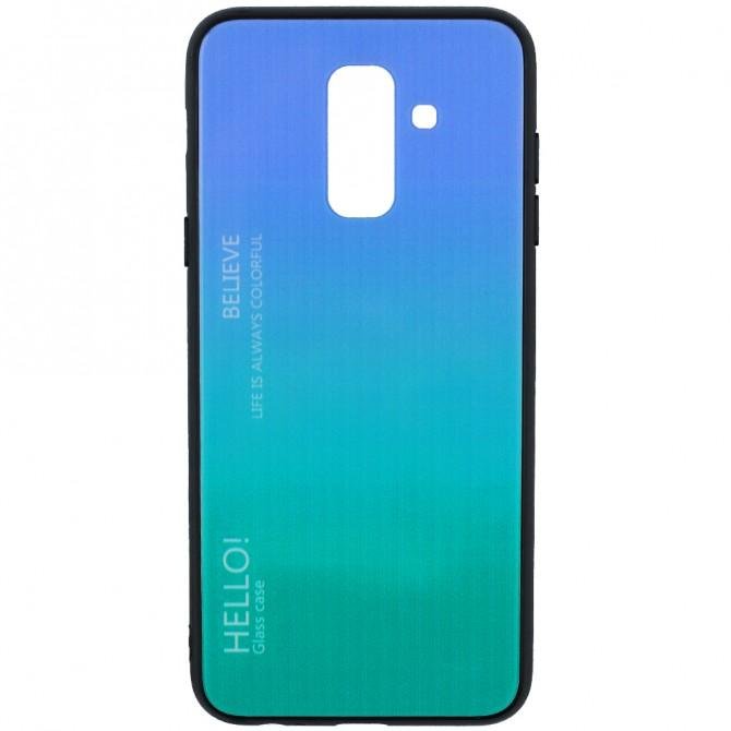 Чехол TPU Gradient HELLO Glass для Samsung A6 Plus Голубой-1