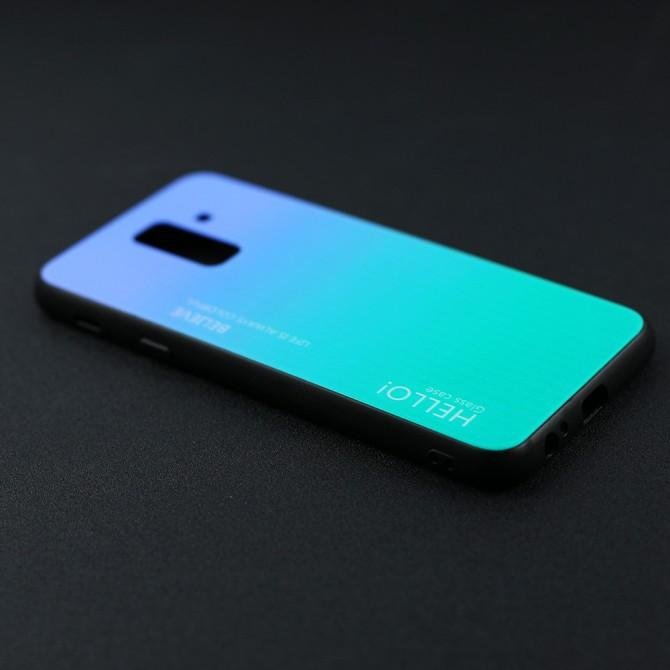 Чехол TPU Gradient HELLO Glass для Samsung A6 Plus Голубой-3