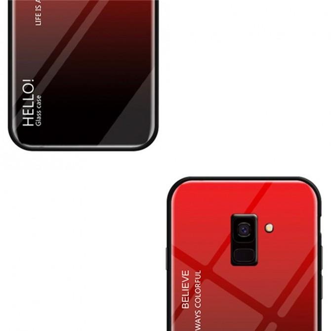 Чохол TPU Gradient HELLO Glass для Samsung A8 Plus Червоний-2