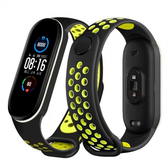 Ремешок для браслета Mi Band 5/6 SPORT Black/Green