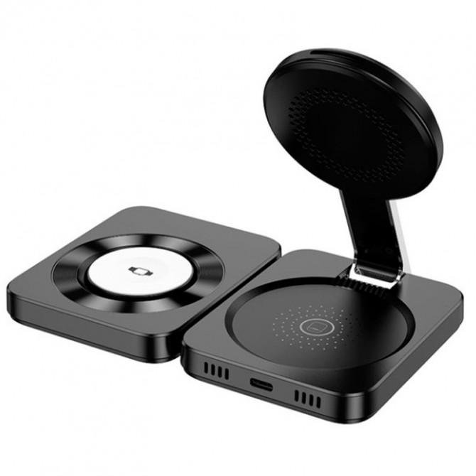 Беспроводное зарядное устройство Hoco CQ11 Ingenious folding 3in1 magnetic Black-2