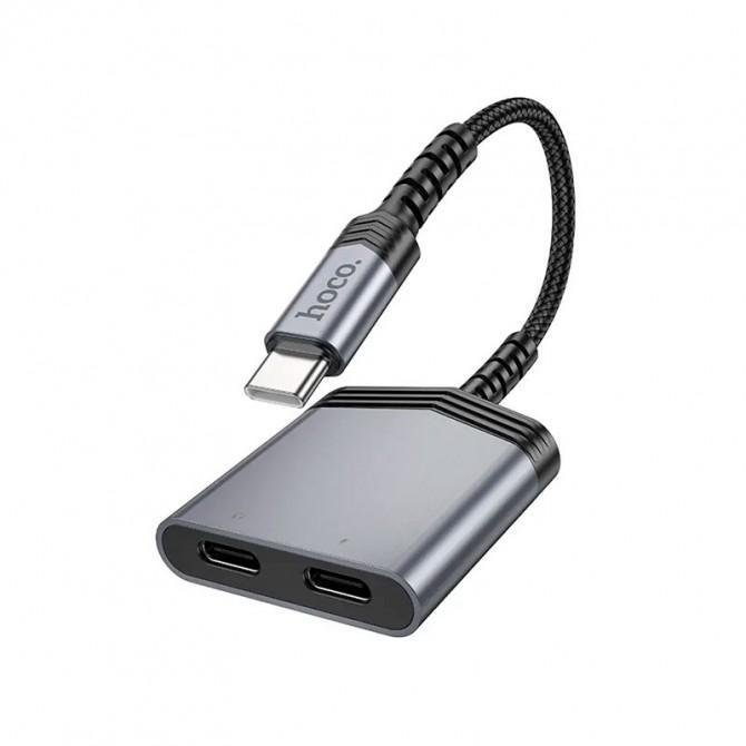 Перехідник HOCO LS40 Type-C to dual Type-C Metal Grey-1