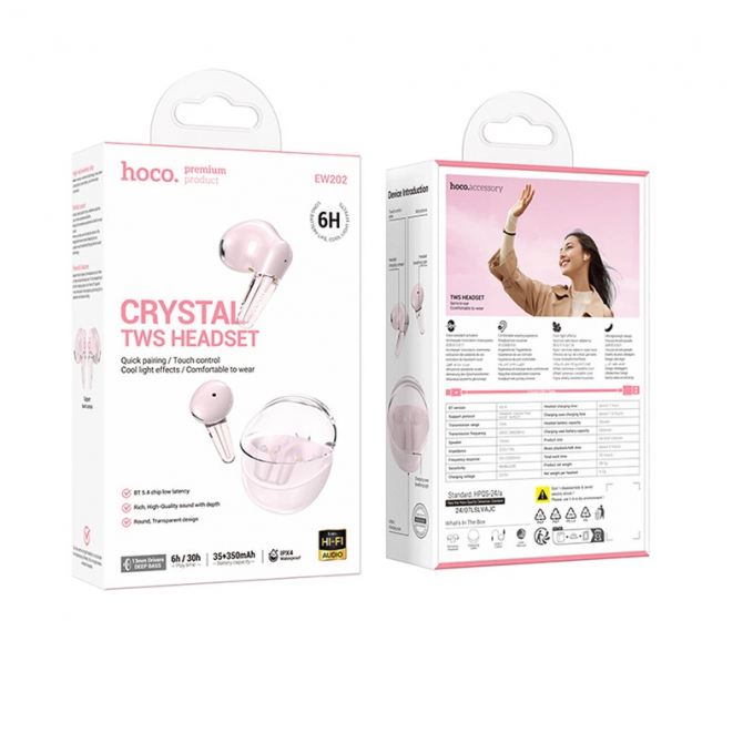 Беспроводные TWS наушники Hoco EW202 Magic (Pink)-1