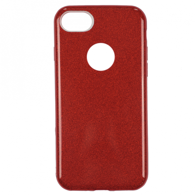 Чехол Silicone 3in1 Блёстки для iPhone 7 Red-1