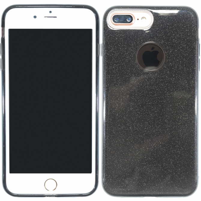 Чохол Silicone 3in1 Блискітки для iPhone 7+ Чорний