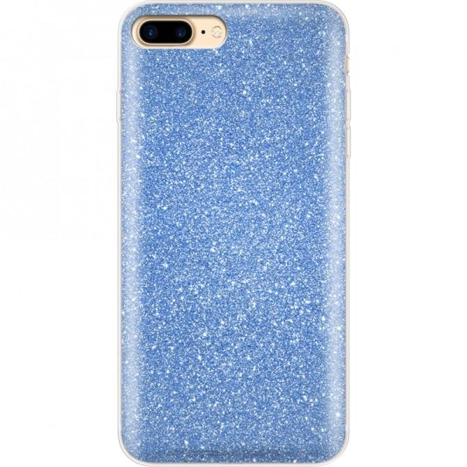 Чехол Silicone 3in1 Блёстки для iPhone 7+ Blue-1