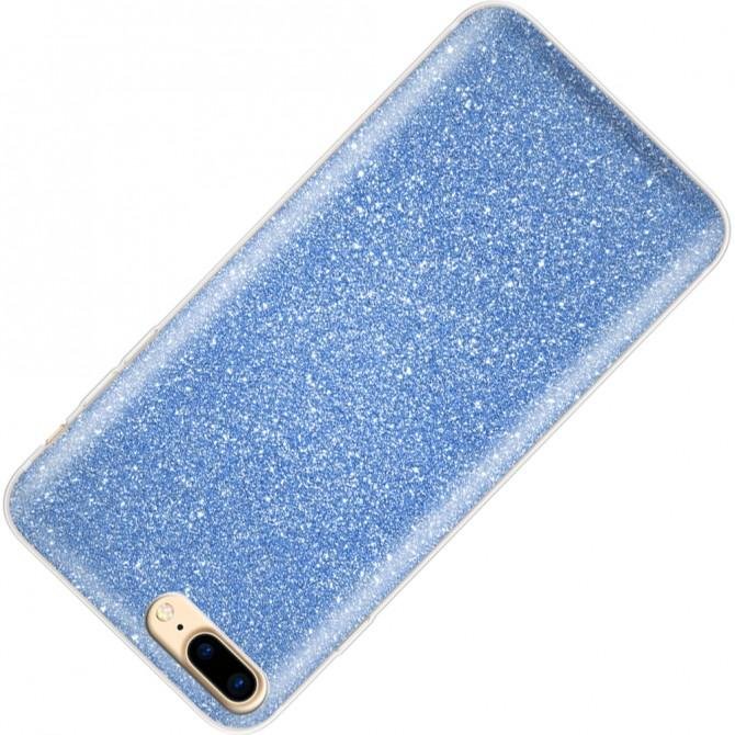 Чехол Silicone 3in1 Блёстки для iPhone 7+ Blue-2