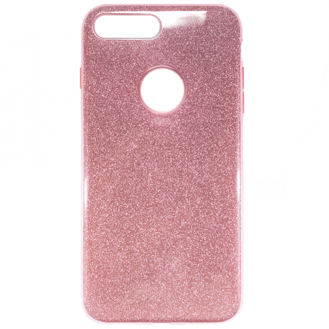 Чохол Silicone 3in1 Блискітки для iPhone 7+ Рожевий-1