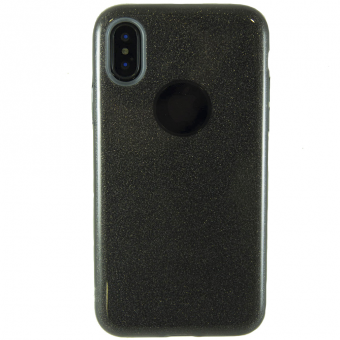 Чохол Silicone 3in1 Блискітки для iPhone X Чорний-1