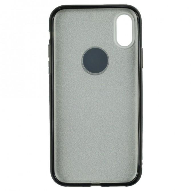Чохол Silicone 3in1 Блискітки для iPhone X Чорний-3