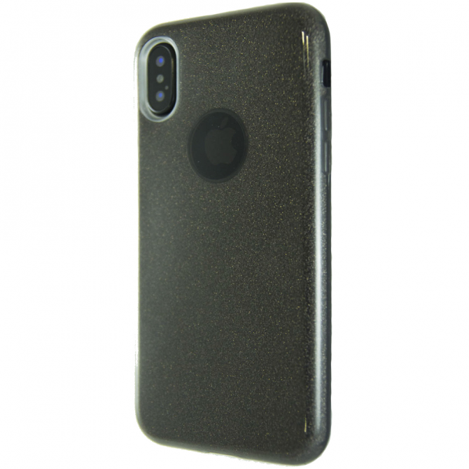 Чохол Silicone 3in1 Блискітки для iPhone X Чорний-2