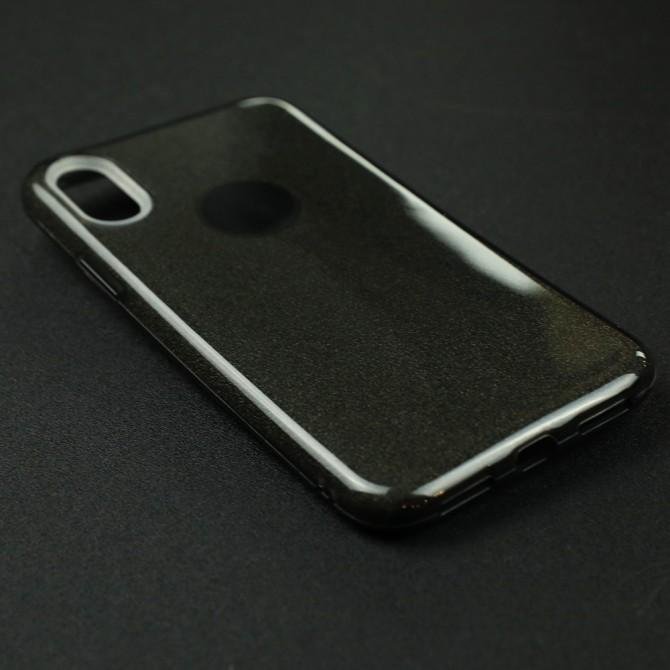 Чохол Silicone 3in1 Блискітки для iPhone X Чорний-4