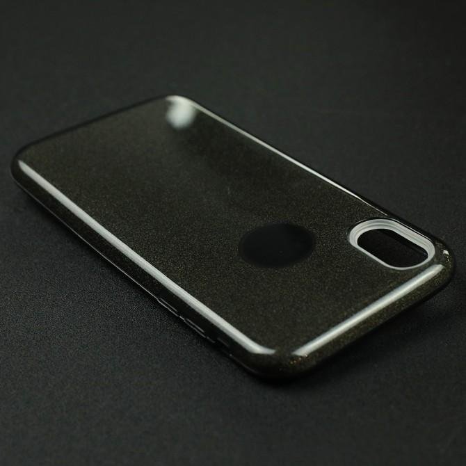 Чохол Silicone 3in1 Блискітки для iPhone X Чорний-5