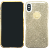 Чехол Silicone 3in1 Блёстки для iPhone X Gold