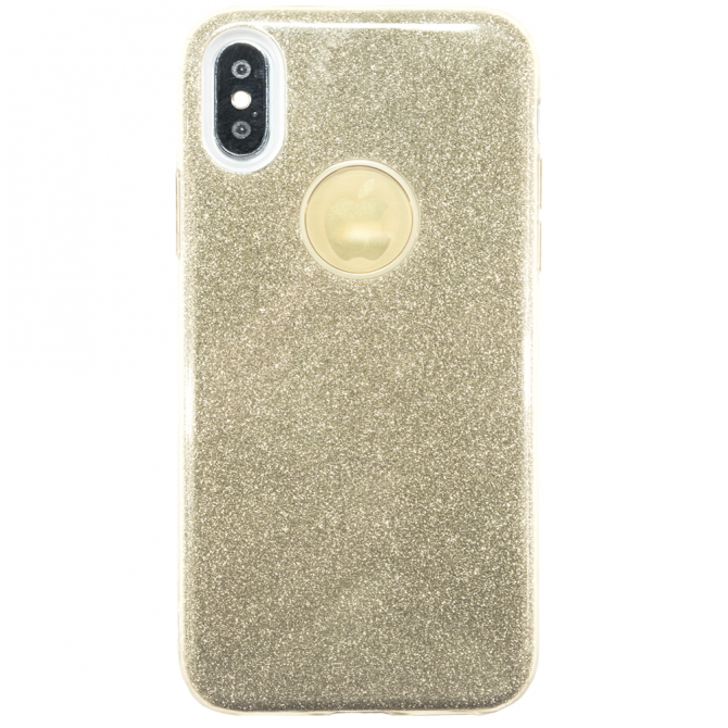 Чохол Silicone 3in1 Блискітки для iPhone X Золотий-2