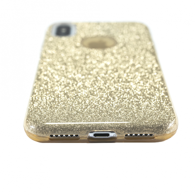 Чохол Silicone 3in1 Блискітки для iPhone X Золотий-5
