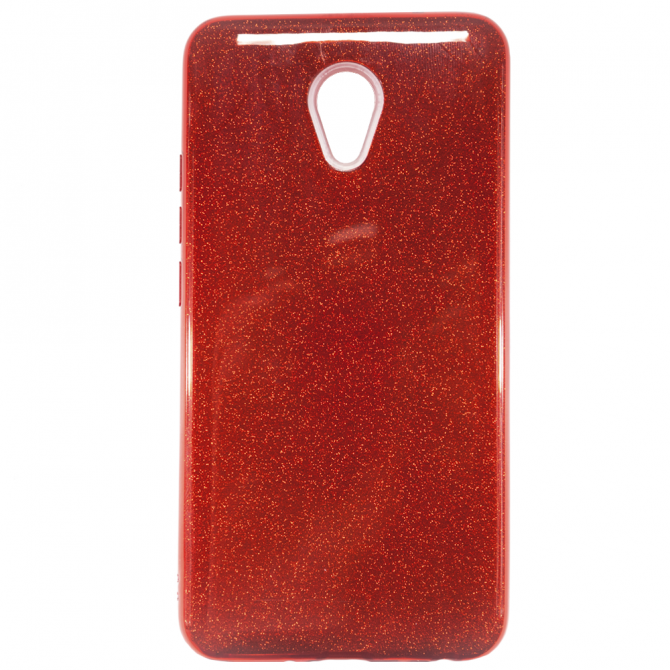 Чехол Silicone 3in1 Блёстки для Meizu M5 Red-1