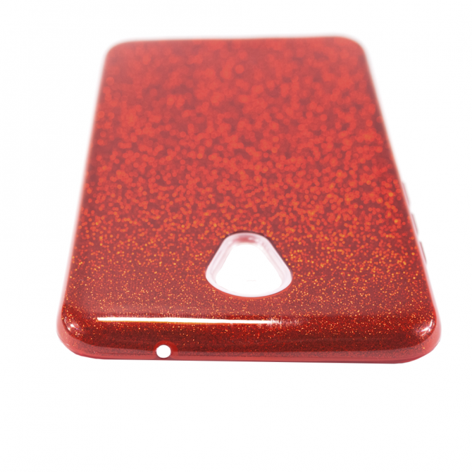 Чехол Silicone 3in1 Блёстки для Meizu M5 Red-5