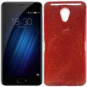 Чехол Silicone 3in1 Блёстки для Meizu M5S Red
