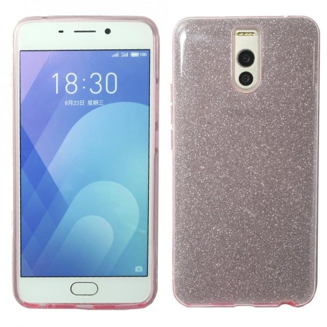 Чехол Silicone 3in1 Блёстки для Meizu M6 Pink
