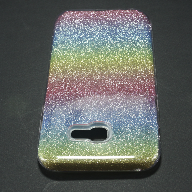 Чехол Silicone 3in1 Блёстки для Samsung A320 2017 Rainbow-3