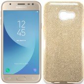 Чохол Silicone 3in1 Блискітки для Samsung A320 Золотий