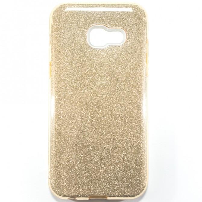 Чохол Silicone 3in1 Блискітки для Samsung A320 Золотий-1