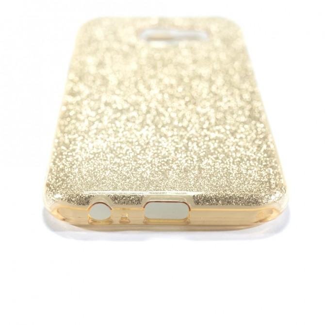 Чохол Silicone 3in1 Блискітки для Samsung A320 Золотий-3