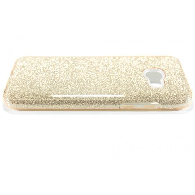 Чохол Silicone 3in1 Блискітки для Samsung A320 Золотий-5