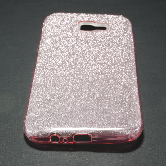 Чохол Silicone 3in1 Блискітки для Samsung A720 2017 Рожевий-2