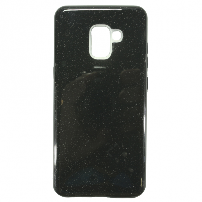 Чехол Silicone 3in1 Блёстки для Samsung A8 2018 (A530) Чёрный-1