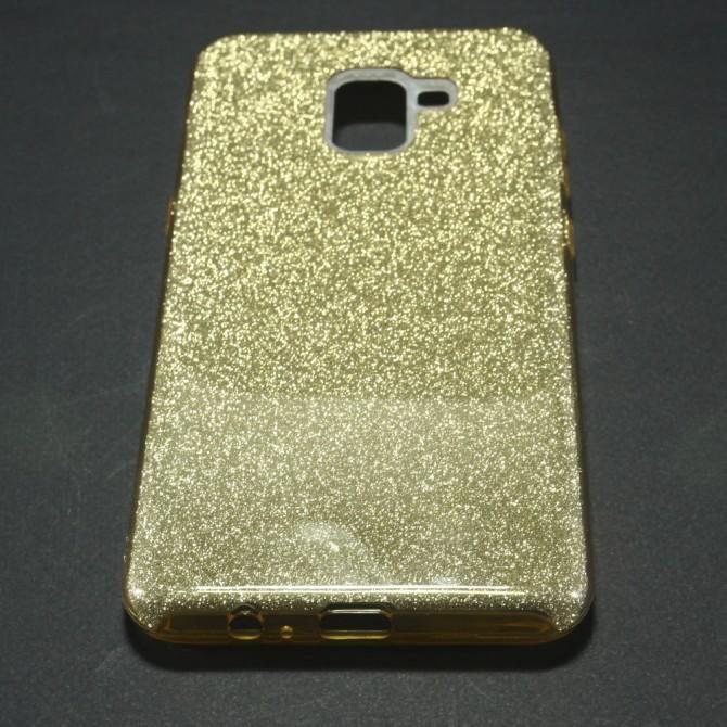 Чехол Silicone 3in1 Блёстки для Samsung A730 Galaxy A8 plus 2018 Gold-2