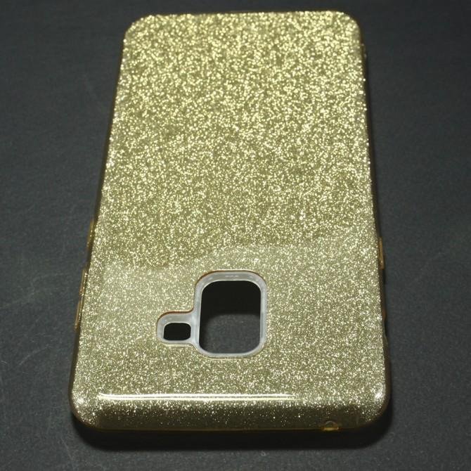 Чехол Silicone 3in1 Блёстки для Samsung A730 Galaxy A8 plus 2018 Gold-3