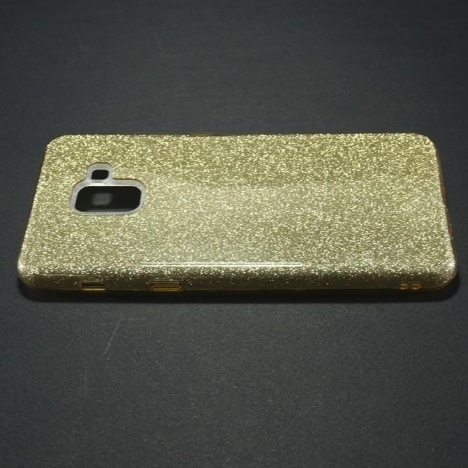 Чехол Silicone 3in1 Блёстки для Samsung A730 Galaxy A8 plus 2018 Gold-4