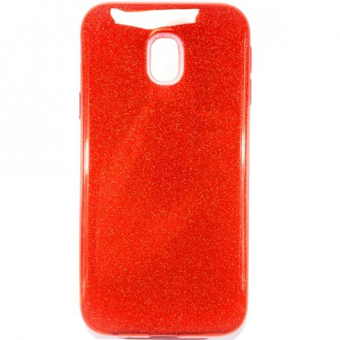Чехол Silicone 3in1 Блёстки для Samsung J330 Red-1