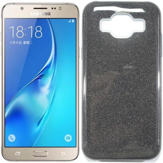 Чехол Silicone 3in1 Блёстки для Samsung J500 Чёрный