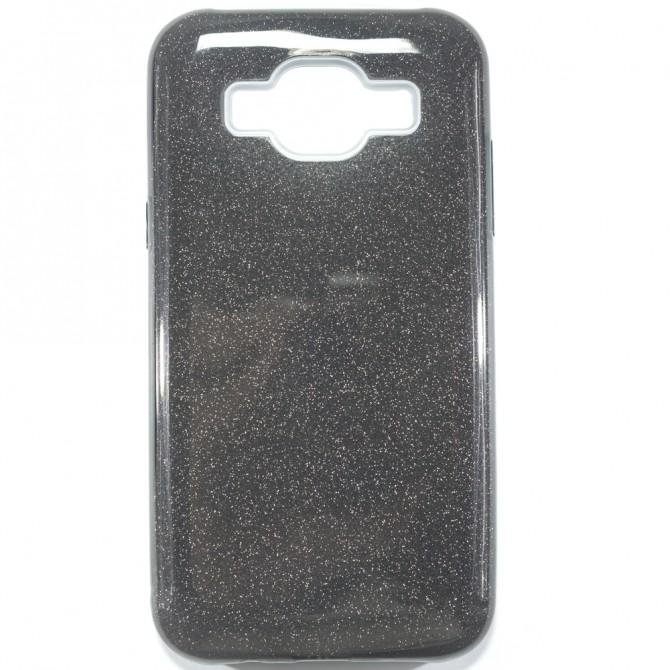 Чехол Silicone 3in1 Блёстки для Samsung J500 Чёрный-1
