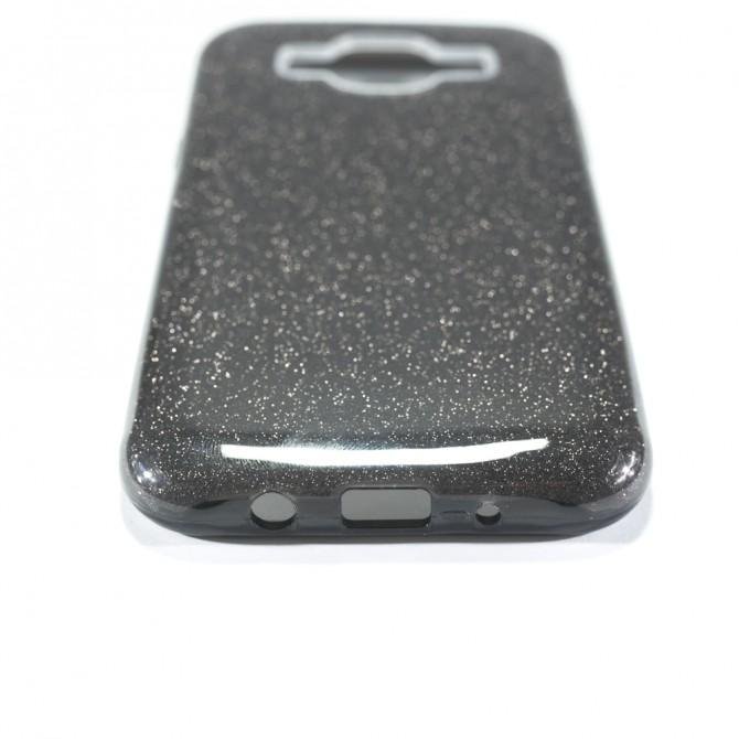 Чехол Silicone 3in1 Блёстки для Samsung J500 Чёрный-3