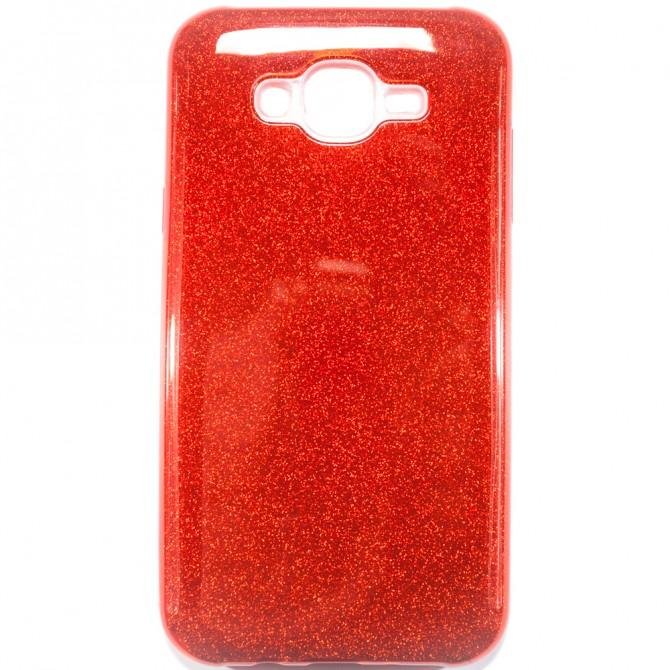Чохол Silicone 3in1 Блискітки для Samsung J500 Червоний-1
