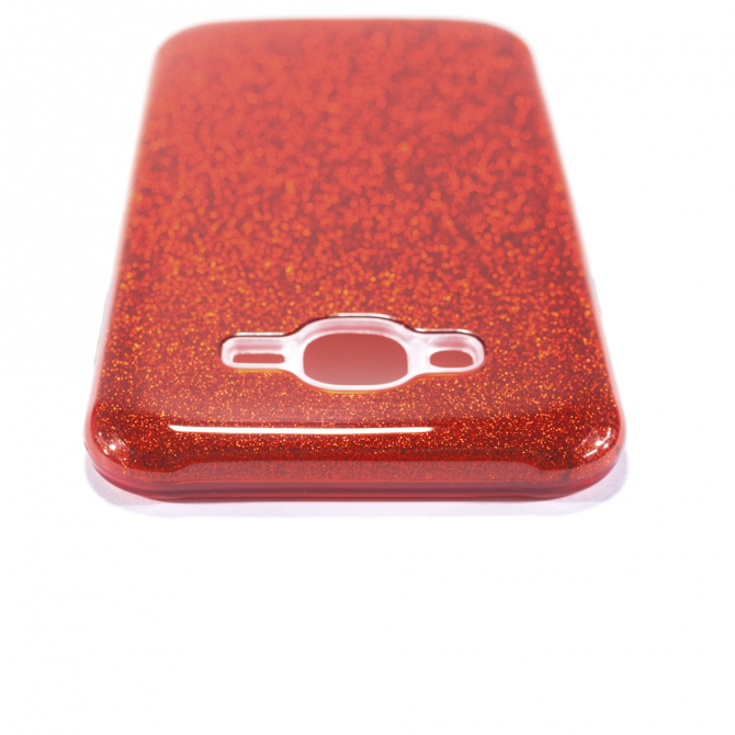 Чохол Silicone 3in1 Блискітки для Samsung J500 Червоний-3